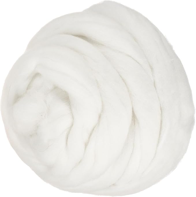PATIKIL Wool Roving Yarn, 250G/8.8OZ Soft Felting Wool Pure Chunky Roving Yarn Bulk for Needle Felting Knitting Blanket Spinning Weaving DIY Craft, White