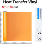 guangyintong Heat Transfer Vinyl Light Orange HTV Rolls, 12" x 12ft Light Orange Iron on Vinyl for T-Shirts, Matte Surface HTV Vinyl for All Cutter Machine Easy to Cut & Weed for Heat Vinyl Design