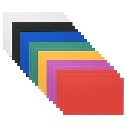 PATIKIL 2.1x3.3 Inch Anodized Aluminum Sheet Metal, 21Pcs Laser Plates Engraving Blanks 0.5MM Thin Rectangle for Crafting DIY Laser Engraving, Silver/Black/Blue/Green/Yellow/Red/Purple