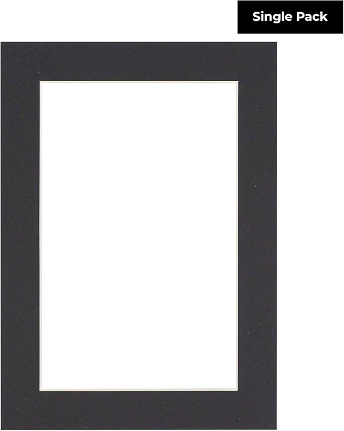 5x7 Mat for 8.5x11 Frame - Precut Mat Board Acid-Free Show Kit with Backing Board, and Clear Bags Black 5x7 Photo Matte Made to Fit a 8.5x11 Picture Frame Matboard for Framing, Pack of 1 Mat