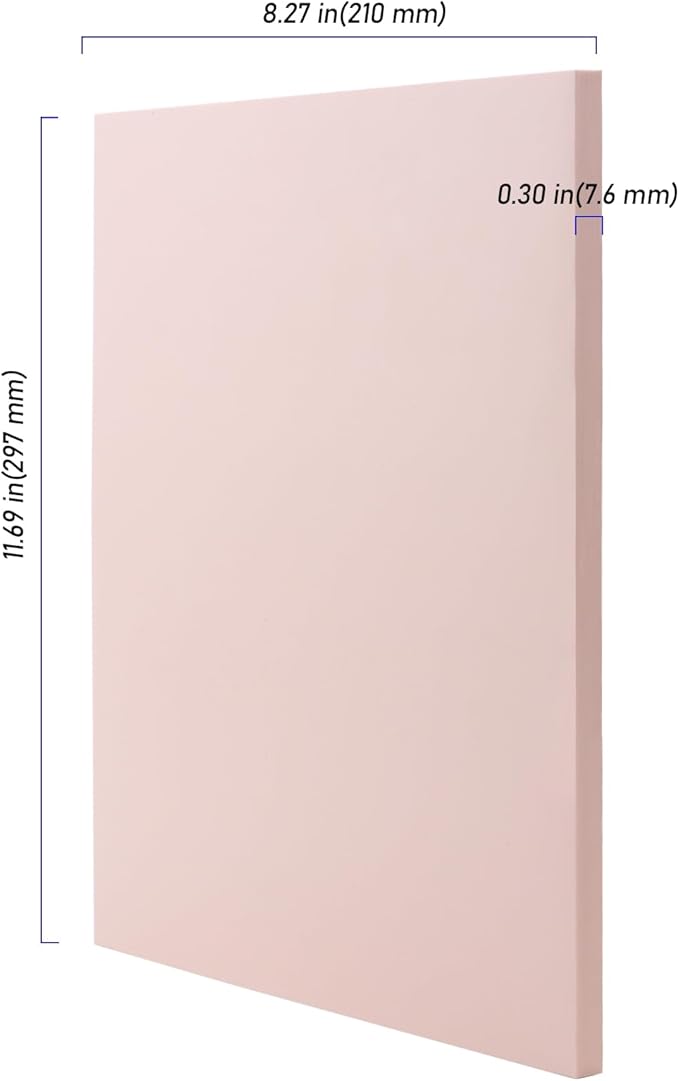 5 PCS Pink A4 Rubber Carving Blocks, 8.3 x 11.8 Inch Large Stamp Carving Blocks, Soft Rubber Stamping Block, Linoleum Blocks for Printmaking, Engraving Crafts