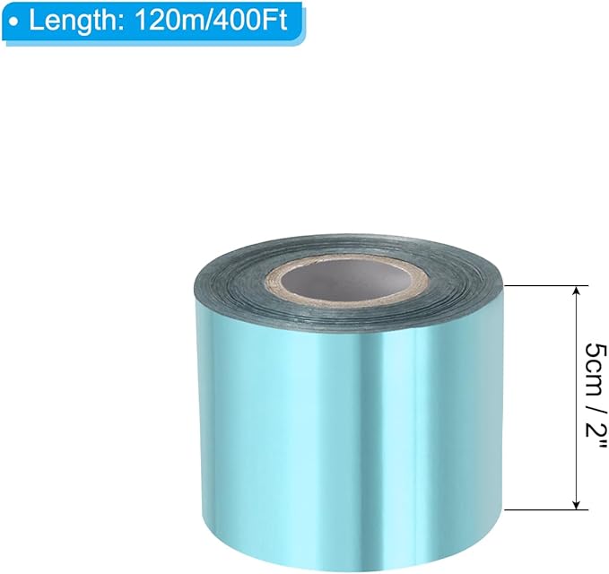 PATIKIL 2"x400Ft Hot Stamping Foil Paper, Heat Transfer Hot Stamping Paper Foil Roll for Leather DIY Logo Decor Craft Gift Package Scrapbook Card, Light Blue