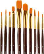 KINGART 10-Piece Paint Brushes, Acrylic Painting Brush Set, Watercolor Brushes, Acrylic Brushes for Oil Watercolor, Nail Miniature Detailing, and Rock Painting