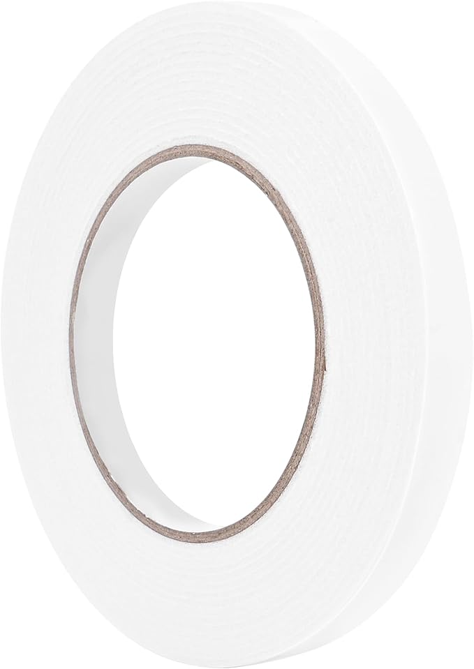 Double Sided Foam Tape 0.39In x 16.5FT, Mounting Tape Heavy Duty, Strong Adhesive Weatherproof Seal Strips for DIY Craft Picture Poster, Car & Gap Filling Mountings, Home Office Decor (White)