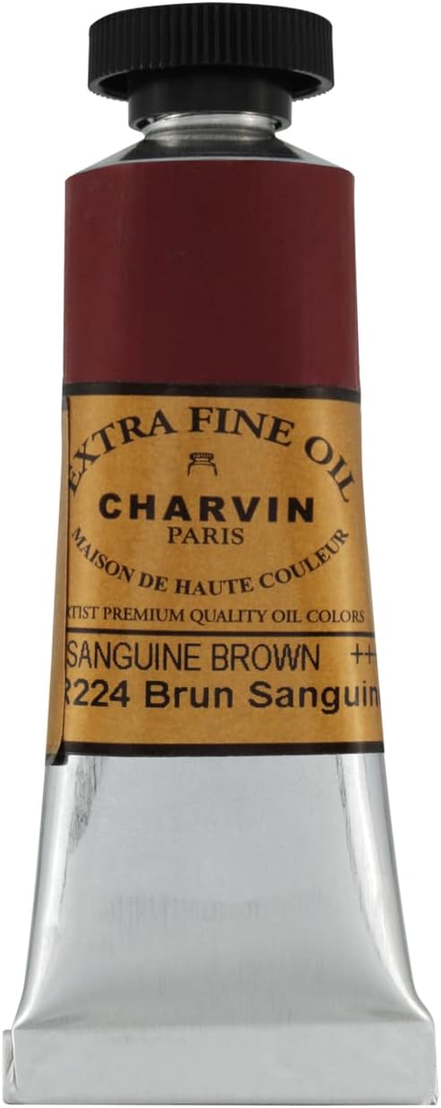 Charvin Extra Fine Oil Paint, Sanguine Brown 20 mL - Triple-Milled, Rich Texture, Poppy Oil-Based, Light-Fast, Handmade, Archival Quality