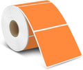 iEager Orange Square Thermal Label Stickers, 3" x 3" Self-Adhesive Square Direct Thermal Labels with Perforation Line, 500 Sheets/Roll