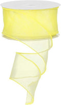 Ribbon Bazaar Sheer Organza Wired Ribbon - 100% Polyester Wire Edged Ribbon for Floral Decor, Table Arrangements, Apparel Embellishment & More - 2-1/2" Yellow 50yd