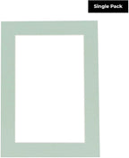 8.5x11 Mat Bevel Cut for 7x9 Photos - Acid Free Honeydew Green Precut Matboard With Backing Board and Crystal Clear, Self Seal Photo Mat Bag - For Pictures, Photos, Framing - 4-ply Thickness