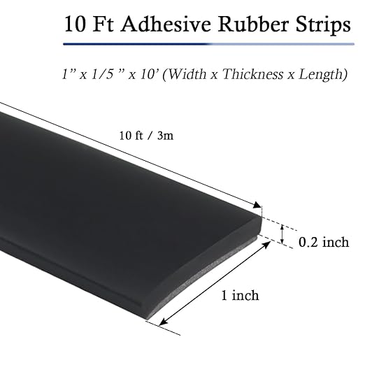 Neoprene Rubber Strips Self Adhesive Solid Rubber Sheets, Rolls & Strips for DIY Gaskets Crafts Pads Seals Warehouse Flooring Neoprene Sheet with Adhesive Backing (1" Wide x 1/5" Thick x 10' Long)