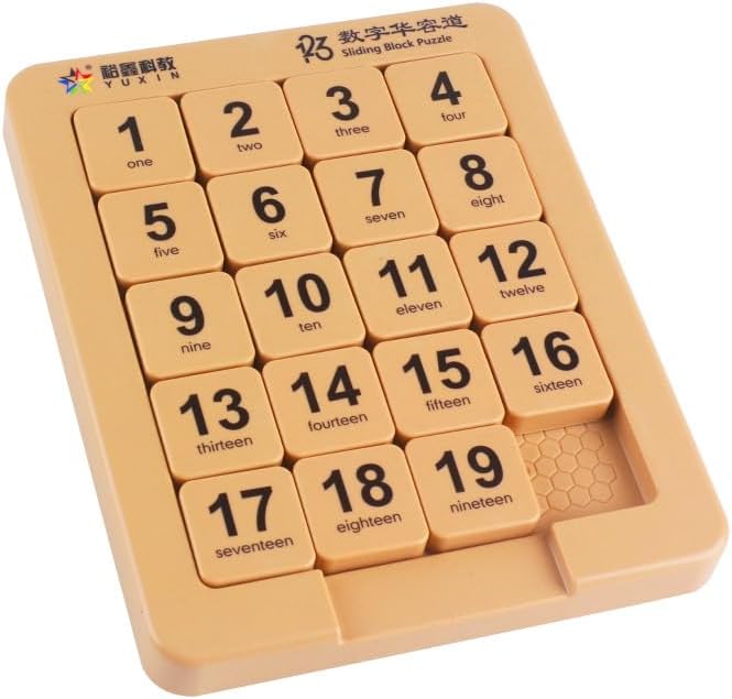 Cuberspeed Slide Number Puzzle 20 magnetized Klotski Puzzle Brain Teasers Toys Jigsaw Intelligence 4X5 Klotski Blocks Toys (Brown Color)