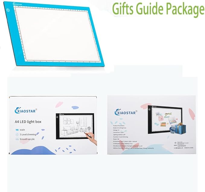 Light Box Drawing Pad, Tracing Board with Type-C Charge Cable and Brightness Adjustable for Artists, AnimationDrawing, Sketching, Animation, X-ray Viewing (A4-Blue)