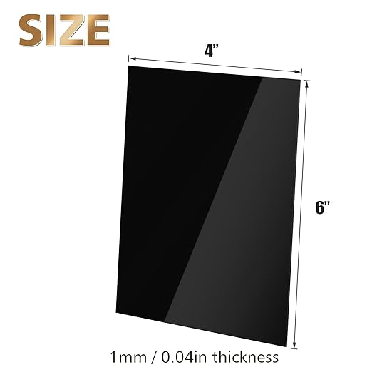 Egofine 4" x 6" Black Plexiglass Sheets 6 Pack 0.04 Inch Cast Acrylic Sheet Thick for DIY Craft Projects, Painting, Photography, Sign, Display Stand, Home Decor, Easy to Cut