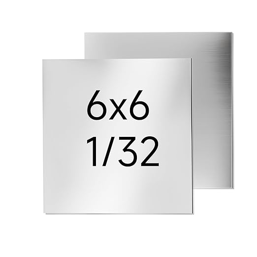 304 Stainless Steel Sheet - 2PCS 6" X 6" X 1/32" Thin Stainless Steel Plate 1/32 Inch Thickness with Protective Film Metal Sheets Stock Sheets for Kitchen DIY Crafting etc. (305 x 305 x 0.78 mm)
