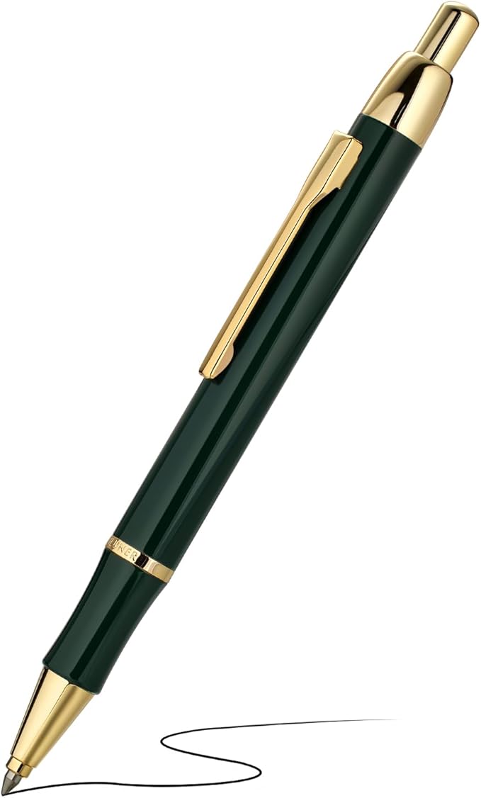BEILUNER Luxury Gel Pen with 24K Gold Electroplating Finish, Green Piano Lacquer, Luxury Grade Craftsmanship, Best Gel Pen Gift Set for Men and Women