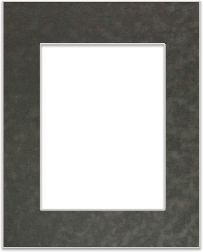 8x10 Mat Bevel Cut for 5x8 Photos - Acid Free Dark Grey Suede Precut Matboard - For Pictures, Photos, Framing - 4-ply Thickness