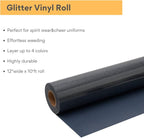Black Glitter HTV Roll -12" x10ft Iron on Heat Transfer Vinyl for DIY Shirts Gifts
