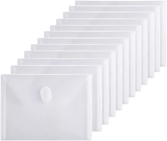 12 Pack Clear Die & Stamp Storage Bag Transparent Plastic Folders for Cutting Dies Stencil Embossing Crafts for DIY Scrapbooking Paper Card Craft Organizer Holder