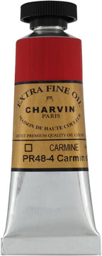 Charvin Extra Fine Oil Paint, Carmine 20 ml - Triple-Milled, Rich Texture, Poppy Oil-Based, Light-Fast, Handmade, Archival Quality