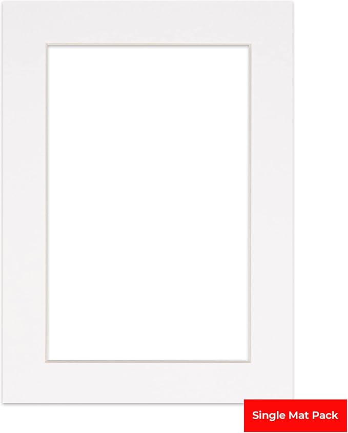 8x10 Mat Bevel Cut for 5.5x8.5 Photos - Acid Free White Precut Matboard with Backing Board and Crystal Clear, Self Seal Photo Mat Bag - for Pictures, Photos, Framing - 4-ply Thickness