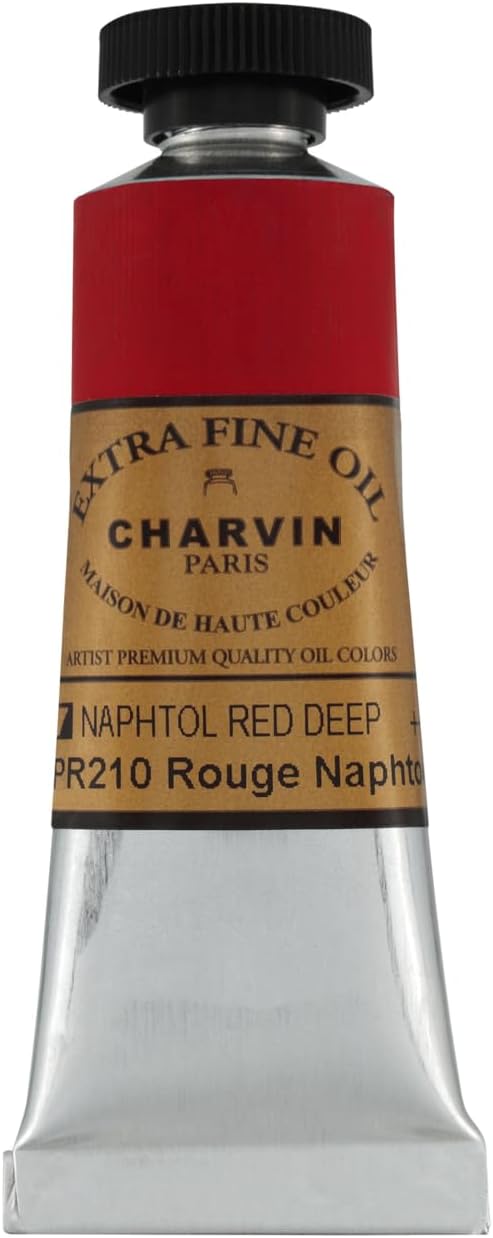 Charvin Extra Fine Oil Paint, Napthol Red Deep 20 ml - Triple-Milled, Rich Texture, Poppy Oil-Based, Light-Fast, Handmade, Archival Quality