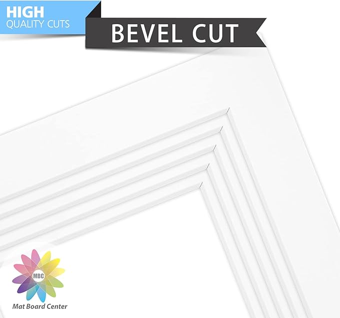 Mat Board Center, Pack of 10, 5x7 for 4x6 Off White Color Mats - Bevel Cut, Acid Free, 4-ply Thickness, White Core - for Pictures, Photos, Framing