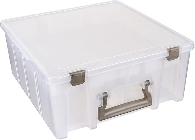 ArtBin 6899AZ Super Satchel Double Deep with Lift-Out Tray Storage Container, Portable Arts & Crafts Organizer with Removable Dividers, Clear