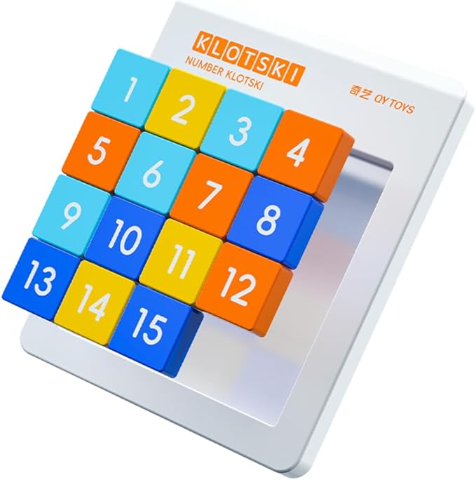 LiangCuber QY Toys Macaron Color 4x4 Klotski Puzzle Magnetic Sliding Number Puzzle,15-Digit Version ABS Brain Teasers Toy Tangram Jigsaw Intelligence (2024 Edition)