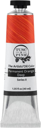 Tusc & Pine Artist Oil Paint - Permanent Orange Deep, 40 ml, Non-Yellowing, Rich & Creamy Consistency, Maximum Pigment Load, Small Batch Milled Oil Paints Made in the USA for Professional Artists