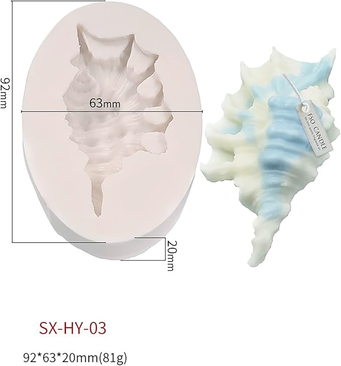 4 Pack Silicone Conch Resin Sea Shell Mold For Candles and Soap - Candle Making Mold