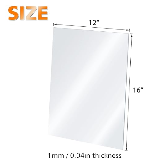 Egofine Plexiglass Sheets Acrylic Sheets 4 Pack of 12x16’’ 0.04 Thick Clear Plastic Cast Transparent Plexi Glass for Crafting Projects, Replacement Picture Frame Glass, DIY Display, Easy to Cut