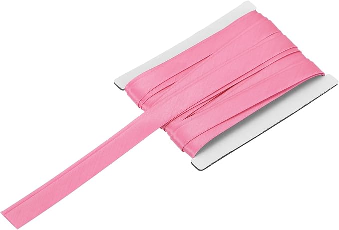 MECCANIXITY Double Fold Bias Tape for Sewing 5/8 Inch x 6 Yards Satin Pre-fold Continuous Binding Tape for Seaming Quilting Hemming Binding DIY Crafts, Pink