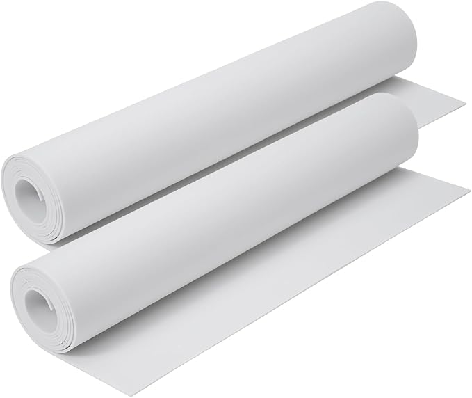 AMZQNART 2Pcs EVA Foam 2mm, Cosplay Foam Roll 16 x 59in White, Suitable for Large Foam Cosplay Modeling, DIY Projects, Crafts, Ultra High Density 90 kg/m3.