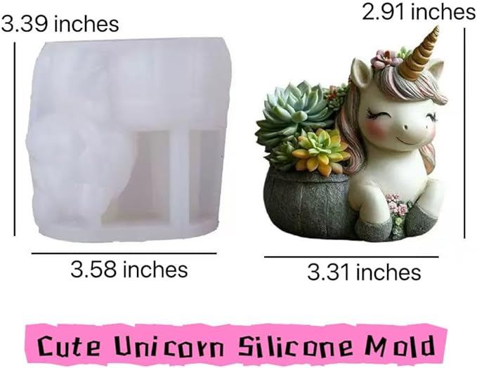 Animal Resin Molds Silicone 3D Cute Unicorn Epoxy Resin Jar Plaster Candle Holder Wax Molds for Candle Making, Art Crafts DIY Unique Display Home Decor