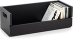 1 Set Wooden CD Storage Box Holder Shelf Cassette Tape Display Racks with Carrying Handles, Organizer Shelf for Movie Cases, DVDs, Each Set Can Store up to 36 Pcs CDs (Black)
