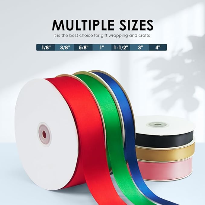 3/8" Wide x 100 Yards Single Face Polyester Satin Ribbon, Satin Ribbon for Crafts, Gift, Hair Bows, Wedding Party Decoration, Bow Making & Other Projects (Wine Red)