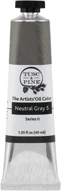 Tusc & Pine Artist Oil Paint - Neutral Gray 5, 40 ml, Non-Yellowing, Rich & Creamy Consistency, Maximum Pigment Load, Small Batch Milled Oil Paints Made in the USA for Professional Artists