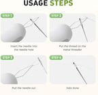 2 in 1 Needle Threader Seam Ripper, Upgraded Sewing Kit Tool for Needle Threading and Seam Removal, Quilting Stitching Supplies for Elderly and Sewing Enthusiasts (White)