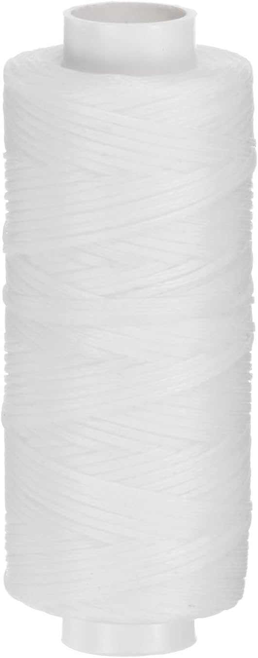 uxcell Leather Sewing Waxed Thread, 55 Yards / 50m 0.8mm 150D Flat Polyester All-Purpose Threads for Leather Crafts, Bookbinding, White