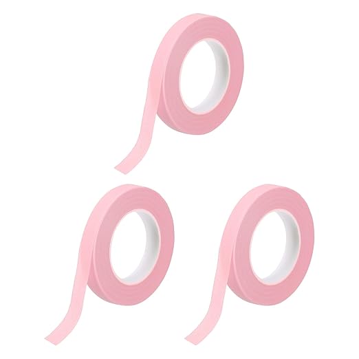 MECCANIXITY 3 Rolls Floral Tapes, 30 Yard x 1/16 in Florist Crepe Flowers Bouquets Tape Adhesive Waterproof for Flower Arranging Wrapping, Pink