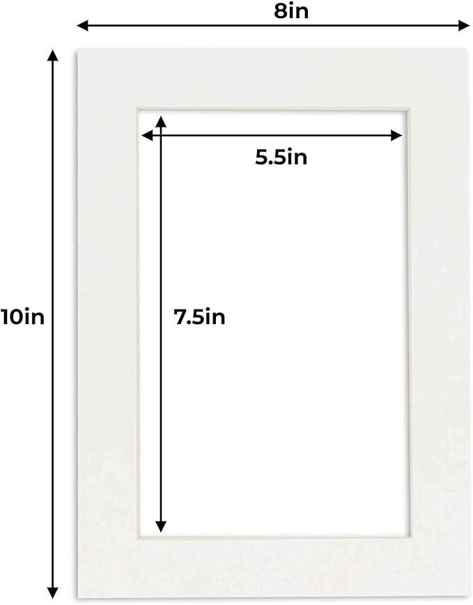 6x8 Mat for 8x10 Frame - Precut Mat Board Acid-Free Textured White 6x8 Photo Matte for a 8x10 Picture Frame, Premium Matboard for Family Photos, Show Kits, Art, Picture Framing, Pack of 100 Mats
