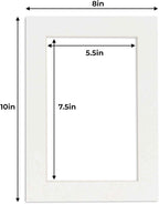 6x8 Mat for 8x10 Frame - Precut Mat Board Acid-Free Textured White 6x8 Photo Matte for a 8x10 Picture Frame, Premium Matboard for Family Photos, Show Kits, Art, Picture Framing, Pack of 10 Mats