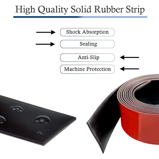 Neoprene Rubber Strips Self Adhesive Solid Rubber Sheets, Rolls & Strips for DIY Gaskets Crafts Pads Seals Warehouse Flooring Neoprene Sheet with Adhesive Backing (2" Wide x 1/5" Thick x 10' Long)