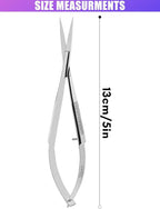 Cross Edge Spring Scissors 5 Inch straight Stainless Steel Precision Eyebrow & Eyelash Shaping & Trimming Scissor, Snips Squeeze, Embroidery, Knitting Micro Tip Craft Scissors (Silver)