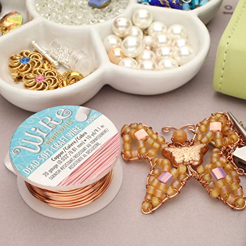 The Beadsmith Wire Elements Craft Wire – Tarnish Resistant, Soft Temper, Round, Copper Color – 0.81mm, 20 Gauge, 10 Yard Spool – Jewelry Making, Wire Wrapping, Floral, & Other DIY Crafts