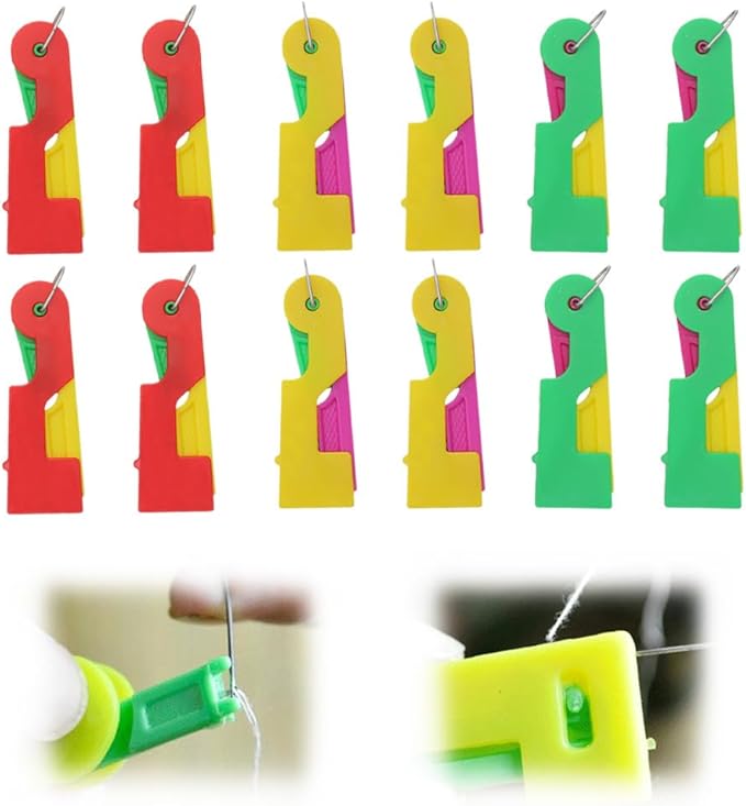 Automatic Needle Threader,New Sewing Machine Needle Threader,Sewing Needle Threaders,Plastic Needle Threaders,Automatic Needle Threading Device (12 PCS)