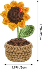 Sunflower Pin Cushion, Handmade Knitted Pincushions, Cute Pin Cushions Needle Holders for Sewing Quilting Accessory, DIY Crafts or Patchwork Decor.Flowerpot Design Sunflower