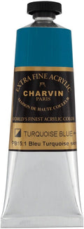 Charvin Extra Fine Professional Acrylic Paint - Turquoise Blue, 60ml Tube, Triple-Milled, Lightfast Pigments, Open Stock Artist Acrylic Paints in Nature-Inspired Hues