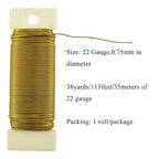 HAHIYO 22Gauge Dark Gold Metal Floral Wire - 1 Roll, 38 Yards (115 Feet) - Flexible Paddle Wire for Craft, Christmas Wreaths, Tree, Flower Arrangement, Bouquet Wrapping, Wedding, DIY
