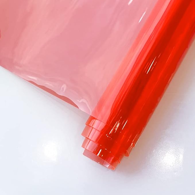 HYANG Salmon Transparent PVC Super Clear Holographic Vinyl Faux Leather Sheets 1 Roll 12" x 47" (30cm x 120cm) for DIY Bows Earrings Bags DIY Crafts Making