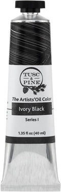 Tusc & Pine Artist Oil Paint - Ivory Black, 40 ml, Non-Yellowing, Rich & Creamy Consistency, Maximum Pigment Load, Small Batch Milled Oil Paints Made in the USA for Professional Artists